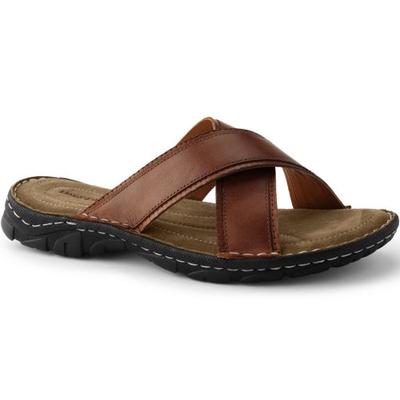 Crossover Sandals, Men, size: 7, regular, Brown, Leather, by Lands' End