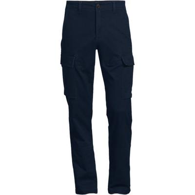 Everyday Stretch Cargo Trousers, Straight Fit, Men, size: 34 34, regular, Blue, by Lands' End