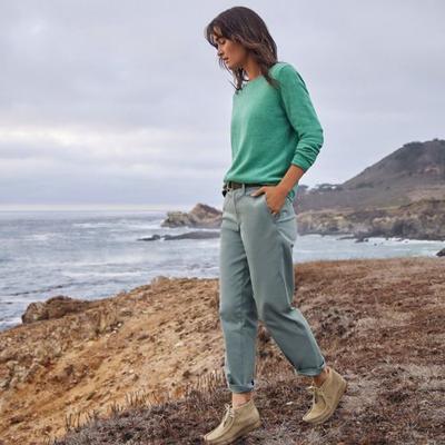 Straight Leg Ankle Chinos, Mid Rise, Women, size: 10, regular, Green, by Lands' End