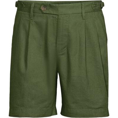 Pleated Linen/Cotton Shorts, Men, size: 44, regular, Green, Linen/Cotton-blend, by Lands' End