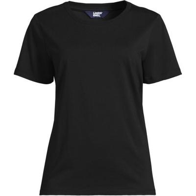 Supima Crew Neck T-Shirt, Women, size: 16-18, petite, Black, Cotton, by Lands' End