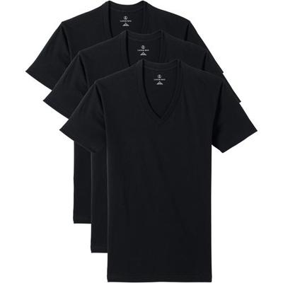 V-neck T-shirt - 3-pack, Men, size: 34-36, regular, Black, Cotton, by Lands' End