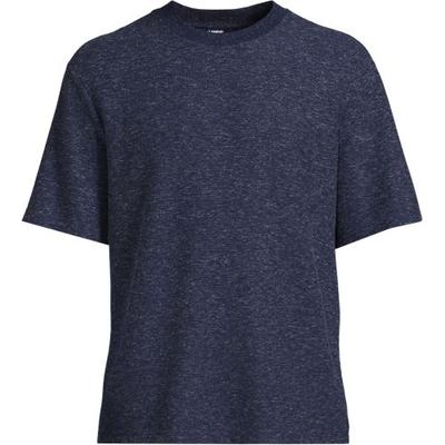 Perfect Waffle T-shirt, Men, size: 42-44, regular, Blue, Linen/Poly-blend, by Lands' End