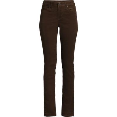 Straight Leg Stretch Cord Jeans, Mid Rise, Women, size: 12 28, petite, Brown, Cotton-blend, by Lands' End