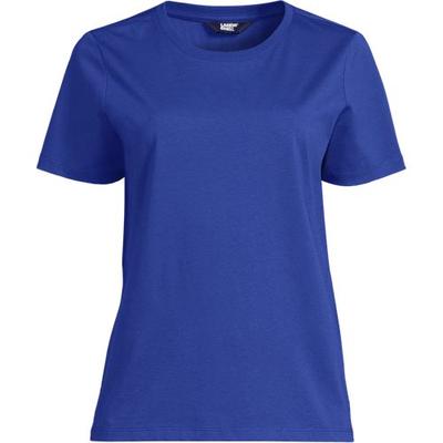 Supima Crew Neck T-Shirt, Women, size: 20, regular, Blue, Cotton, by Lands' End