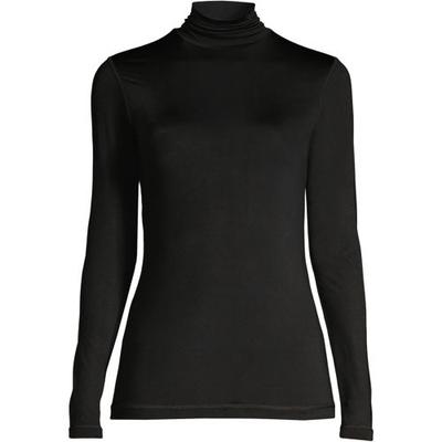 Stretch Thermaskin Roll Neck Thermal Top, Women, size: 10-12, regular, Black, Poly-blend, by Lands' End