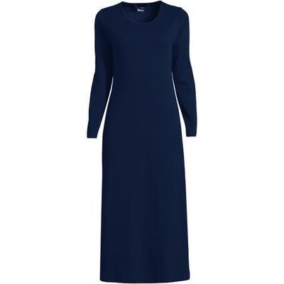 Long Sleeve Cotton Nightdress, Mid-calf Length, Women, size: 20-22, plus, Blue, Cotton, by Lands' End