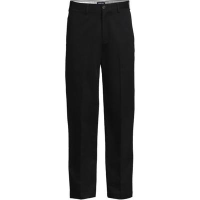 Flat Front Non-iron Chinos, Traditional Fit, Men, size: 34, regular, Black, Cotton, by Lands' End