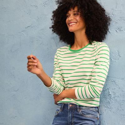 Supima Long Sleeve Crew Neck T-shirt, Women, size: 16-18, regular, Ivory, Cotton, by Lands' End