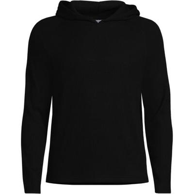 Mens Brushed Rib Hoodie, Men, size: 46-48, regular, Black, Spandex/Rayon-blend/Poly-blend, by Lands' End