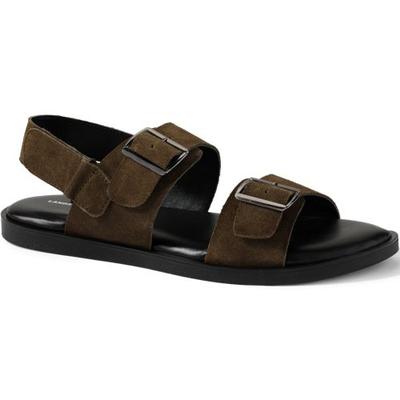 Double Buckle Slingback Sandals, Men, size: 12, regular, Misc, Leather, by Lands' End