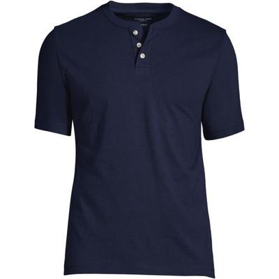 Super-T Henley Short Sleeve T-shirt, Men, size: 42-44, regular, Blue, Cotton, by Lands' End