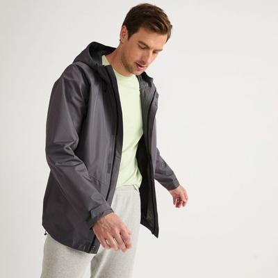Packable Waterproof Rain Jacket, Men, size: 34-36, regular, Grey, Polyester, by Lands' End