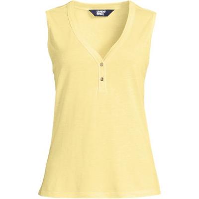 Linen Blend Sleeveless Top, Women, size: 24-26, plus, Yellow, Cotton/Linen/Cotton-blend, by Lands' End
