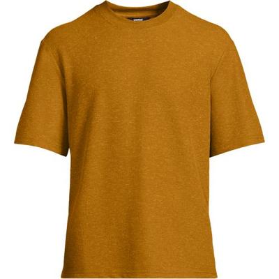 Perfect Waffle T-shirt, Men, size: 38-40, regular, Yellow, Linen/Poly-blend, by Lands' End