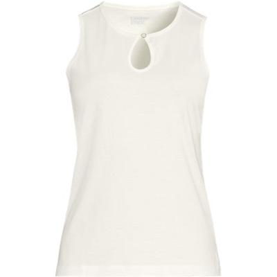Supima Cotton Keyhole Vest Top, Women, size: 8, regular, Ivory, Cotton, by Lands' End