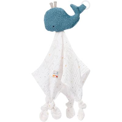 Schmusetuch FEHN "fehnNATUR, Wal", Baby, weiß (weiß, blau), Baumwolle, Schnuffeltücher, mit Befestigungsring für Schnuller; Enthält Bio-Baumwolle