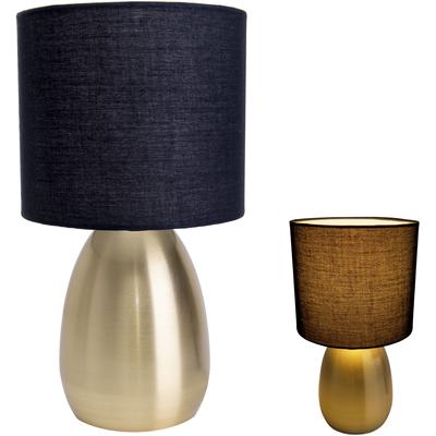 NÄVE Tischleuchte "Aurum", gold, Ø 17,50cm H: 33,00cm, Lampen, 1xE14, Textilschirm schwarz, Fuß gold, Höhe 33cm, Zuleitung 150cm Image