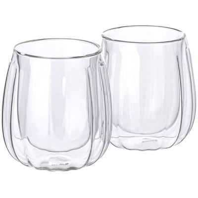 Latte-Macchiato-Glas MULEX "Mulex Gläser Set Chicago", transparent, H:10cm Ø:7,5cm, Borosilikatglas, Trinkgefäße, doppelwandig, ideal f. Kaffee, Cappuccino, Latte Macchiatto, 2tlg