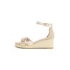 Keilsandalette TOMMY HILFIGER "FLAG METALLIC MID WEDGE ESPAD", Damen, Gr. 40, gold (goldfarben), Glattleder, modisch, Schuhe, Riemchensandale, Sommerschuh mit verstellbarer Schnalle