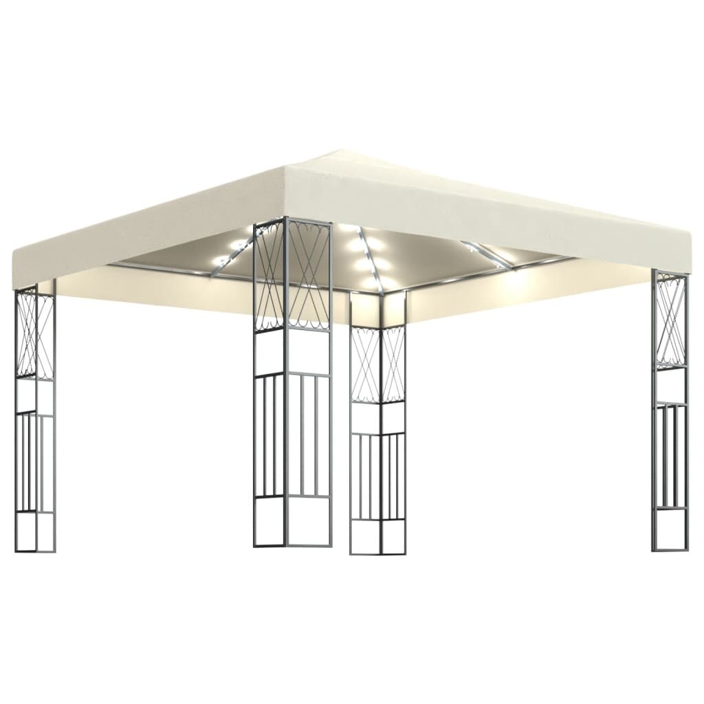 vidaXL Pavillon mit LED-Lichterkette 3x3 m Creme Stoff Image
