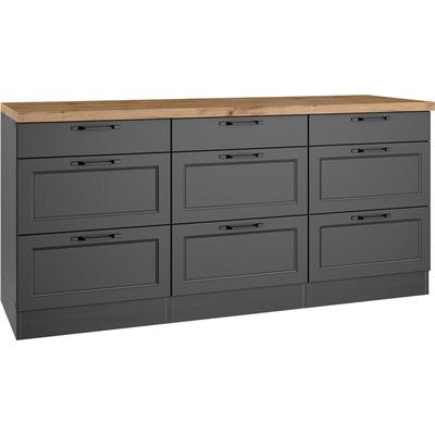 Unterschrank mit Schubladen 180 cm in grau, Arbeitsplatte Eiche, MONTERREY-03 Image