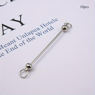 TEMU 10pcs Beadable Keychains Diy Set, Metal Blank Keychains Bars Beaded Keychain Pendant Making Kit, Keychain Making Supplies For Diy Gift Craft Accessories Image