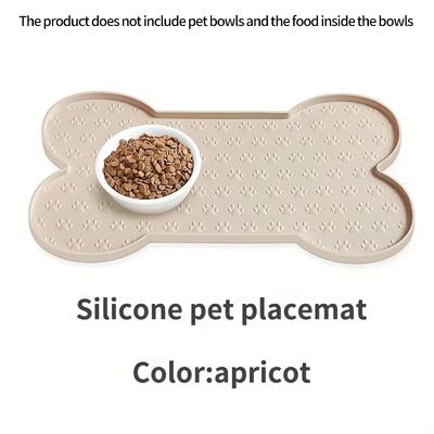 TEMU 1pc Dog Feeding Mat - Durable Silicone Pet Food Bowl & Placemat, Easy- Dining Mat For Dogs, In Black, Apricot, Pink, Gray Image