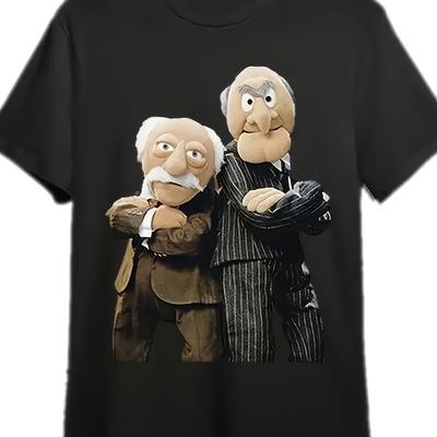 "TEMU Men & Waldorf "puppet Show" - High-quality , Machine Washable, Casual Crew Neck Design, Soft Polyester Fabric, Casual Attire, Tshirt | Crew Neck Shirt | Tee" Image