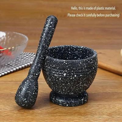 TEMU Manual Garlic Grinder Set - Plastic Garlic Mortar And Pestle, Pepper Bowl, Kitchen Accessories, No Electricity Required, Durable Kitchen Tool For Home Use (1 Set) Image