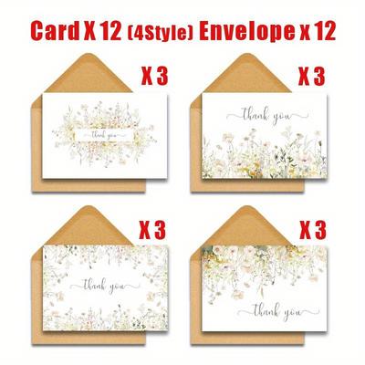 TEMU A Set Of 24 Wedding Greeting Cards With Envelopes For The Groom And Bride, Featuring Floral Thank-you And Cards, Gift- Parties And Wedding . Image