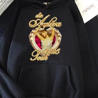 "TEMU Vintage-inspired "die Ayyiva Tour 2025" Hoodie With Heart & - Cozy Gray Pullover Sweatshirt For Men And Women, Fall And Winter" Image