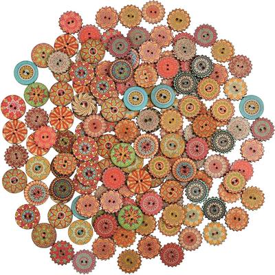 TEMU 200 Vintage Wooden Buttons, Diy Made 20mm Vintage Color Button Craft Button Gear Button Doll Button, Used For Diy Gift Craft Halloween Christmas Decoration