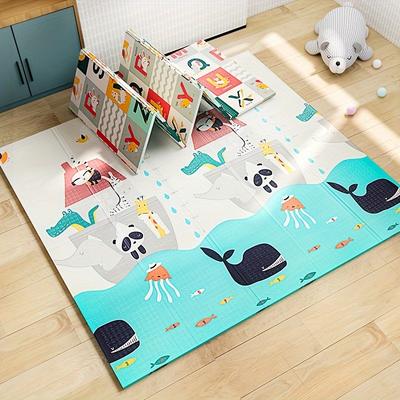 TEMU Soft & Safe Play Mat - Thick, Foldable, Non-toxic Foam Crawling Pad With Cute Animal Design For Home Use, Material, Ideal For Learning & Playtime, Play Mat For