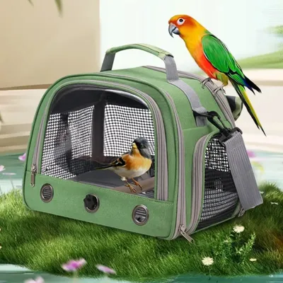 Portable Bird Parrot Cage Breathable Bird Carrier Travel Bag Bird Backpack with Perch Tray Curtain Birdcage Parrot Carrier Bag