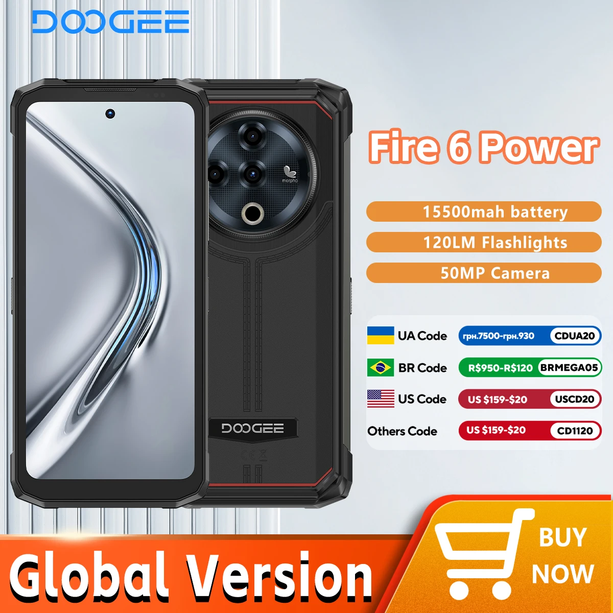 DOOGEE Fire 6 Power Smartphone robuste 6.56 
