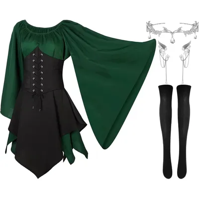 Damen-Elfenkostüm, Renaissance, traditionelles irisches Kleid, mittelalterliches Feenkostüm, Image