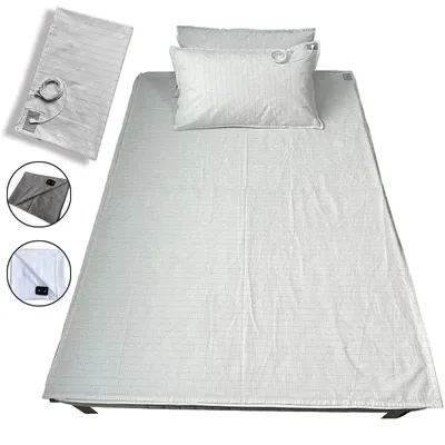 Soft and Conductive Grounding Bed Sheet AU/UK/EU/US Plug Antistatic Fiber Flat Bedsheet for Better Sleep Natural Health 정전기 방지