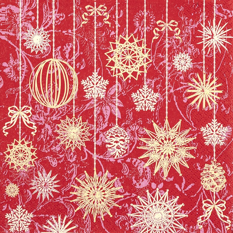 Home Fashion, Hanging Stars, Lunch-Servietten aufgefaltetes Maß 33 cm x 33 cm, im Viertelfalz, 20 Stück pro Pack Image