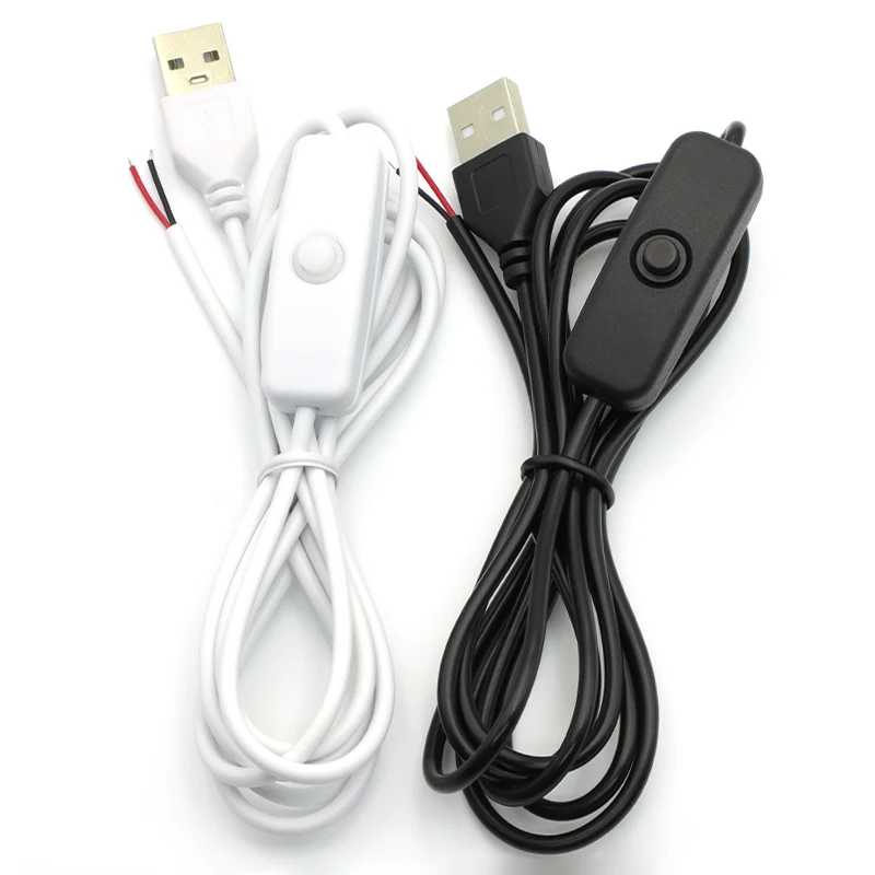 1/5/10PCS 5V Schalter Netzteil Draht USB Stecker auf 2 Core Anschluss Kabel 501 Taste ON OFF Für LED Streifen Lampe Licht DIY Image
