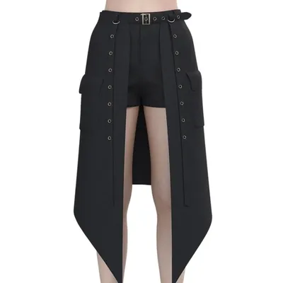 Cosplay Punk Faltenrock Herren Gothic Ledergürtel Mittelalter Römischer Krieger Kilt Metall Image