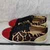 Mode Leopard Rot Nieten Spikes Männer Schuhe Gold Leder Runde Kappe Lace Up Flache Müßiggänger Low Top Freizeit Outdoor Schuhe Größe 48
