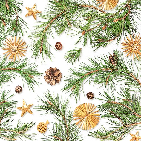 Home Fashion, Pines and more, Lunch-Servietten aufgefaltetes Maß 33 cm x 33 cm, im Viertelfalz, 20 Stück pro Pack Image