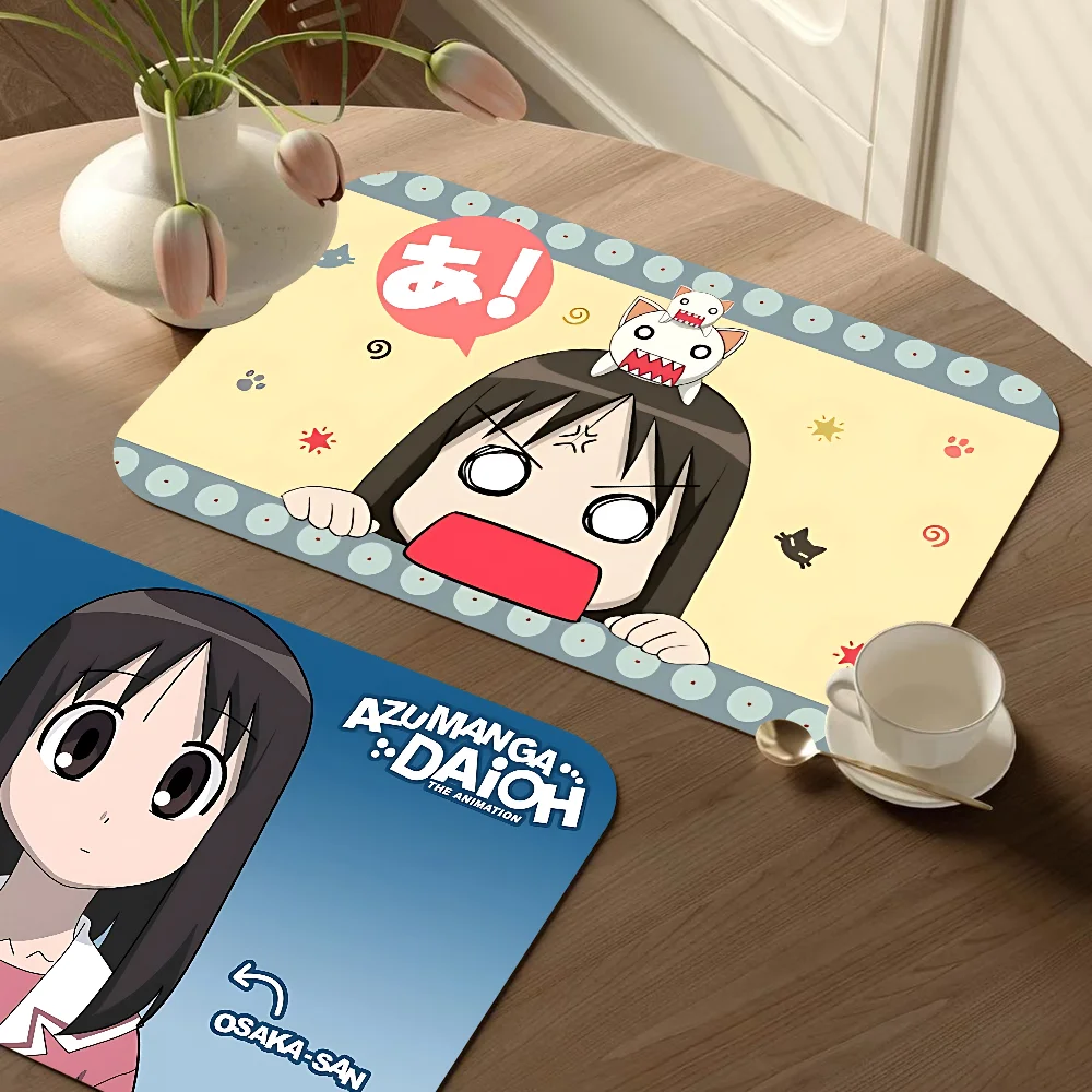 Azumanga Daioh Osaka Ayumu Bedruckte Geschirrtrocknungsmatte, super saugfähiges Kaffee-Ablaufpad, Geschirr, schnell trocknender Teppich, Küchengeschirr Image