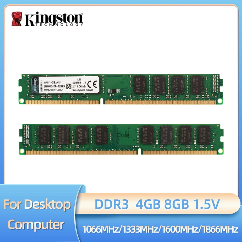 Kingston Memoria Ram DDR3 4 GB 8 GB 1066 MHz 1333 MHz 1600 MHz 1866 MHz DIMM Nicht-ECC-Desktop-Speicher Ram Image