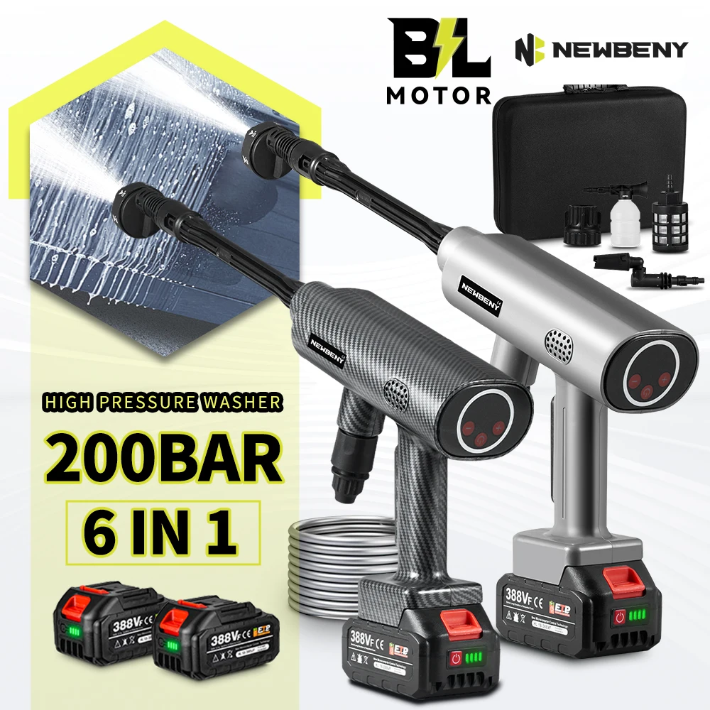 NEWBENY 200 Bar 6 IN 1 Bürstenlosen Elektrischen Auto Waschmaschine Cordless Garten Schaum Generator Reinigung Power Werkzeuge Für Makita Batterie Pin
