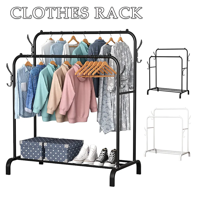 110*53*150 cm Kleidung rack Doppel Stange Kleidung Lagerung Rack Tuch Hängen Rack mit Lagerung Regale Schlafzimmer schrank Organizer