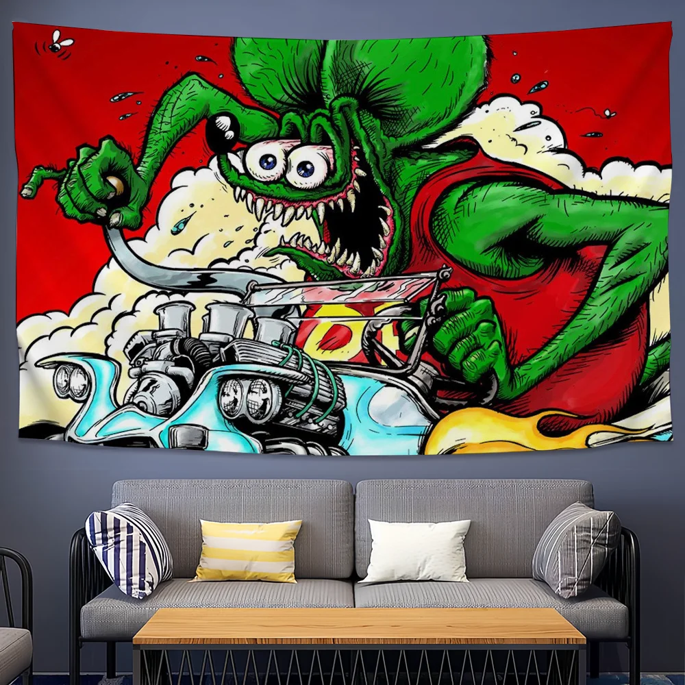 Cartoon R-Rat Cool F-Fink Tapisserie Hintergrund Hängen Tuch Schlafzimmer Tapisserie Zimmer Dekor Ästhetischen Tapisserie Wand Hängen Image