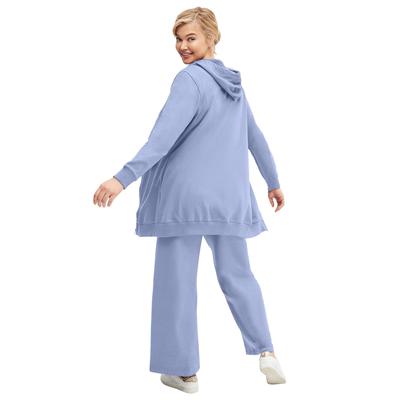 Plus Size Women's Wide Leg French Terry Sweatpant by ellos in Periwinkle Mist (Size 10/12)