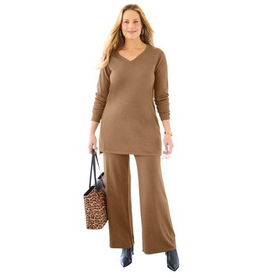 Plus Size Women's Cashmiracle Wide Leg Pant by Catherines in Deep Mocha (Size 5X)